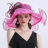 Szerokie brzegowe czapki 2023 Modna koronkowa łuk Kwiat Elegancki słońce Fedoras Caps Summer Women Fedable Travel Beach Hat