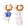 Boucles d'oreilles bohème perle d'eau douce perlée fleur pour femmes été bord de mer vacances bijoux accessoires