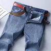 Męskie dżinsy męskie wiosna jesień inteligentny mężczyźni klasyczny biznes moda prosta zwykłe niebieskie dżinsowe spodnie 230718