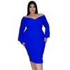 Plus Size Dresses Commuter Women's V-Neck Solid Mid Length Dress Sexy