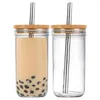 Cups Saucers Glass Iced Coffee Cute Cup With Lids And Straws For Milk Tea Juice Milkshakes