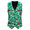 メンズベスト14色クリスマスプリントベストvネックファッションジャケットメンズトップヨーロッパサイズのウェディングドレスウエストコートS-2xl