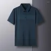 Polos para hombre, ropa de verano a rayas, camiseta de manga corta con solapa para hombre, camiseta polo versátil de moda de contraste informal de negocios S6034