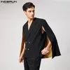 Men's Suits Blazers INCERUN Fashion Men Blazer Patchwork Lapel Streetwear Shiny Elegant Cloak Double Breasted 2023 Casual Ponchos S5XL 230718