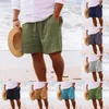 Pantaloncini da uomo Casual Sport Spiaggia Cotone Lino Mens Button Short Workout Men Pack Boy