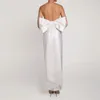 우아한 칼집 여성 웨딩 드레스 2024 BIG BOW Backless Strapless 간단한 새틴 대회 신부 자란 vestidos de novia robe de soiree