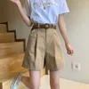 Women's Shorts Khaki Suit Short Summer Fashion Button Baggy Wide Leg Half Pants Korean Style Casual Female Clothing Plus Size 230718