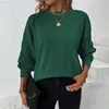 Kadın Sweaters Logami Yuvarlak Boyun Twist Örgü Kazak Sonbahar/Kış Fener Sleeve Sweater Kadın Jumper'ları L230718