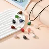 Pendant Necklaces 12pcs Geometric Healing Crystals Necklace Natural Semi-Precious Chakras Gemstones Amulet Lucky Coin Charm Protection