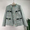 Giacche da donna Cappotto corto in tweed Donna Camicetta con bordatura in nappa tessuta retrò Abbigliamento esterno scozzese Abbigliamento autunnale Giacca invernale Abbigliamento