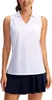 lu Women Sleeveless Polo Golf Shirts Tennis Athletic Slim Fitting top Quick Dry Neck with Collar Tank Tops