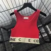 zomer Europa Vrouwen Tank Top Knits Designer brief Juiste Grafische Borduurwerk Gebreide Vest Sport Ademend Katoen Yoga Vest gilet Tops Tee