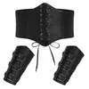 Belts GK Women Renaissance Waist Belt With PU Leather Sleevelet 19cm Cincher Waistband Tied Corset Elastic Underbust A30