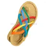 Выпадение сандалий веревка веревка для женщин пляжная мода красочная открытая нога Flipflops Splow на квартирах летние дамы повседневная обувь