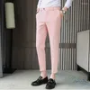 Herrenanzüge Hochwertige Business Casual Slim Anzughose im britischen Stil Kleine Füße Neun-Punkt-Hose Einfarbig All-Match 29-36