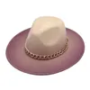 Dégradé couleur haut chapeau acrylique chaîne accessoires rue grand bord Jazz Fedora chapeau femmes fête église chapeau Gentleman feutre casquette