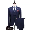 Costume Hommes Classique 3 Pièces Plus La Taille S-6XL De Luxe Robe De Mariée Costumes Homme Slim Fit Hommes Smoking Blazers194P