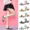 Sandals Black/Pink/Silver/Gold The Women Summer Fashion Elegant Non-Slip Crystal Ladies Slippers Rivet Rhinestone Low Heels