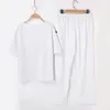 Dwuczęściowe spodnie imitacja bawełniana lniana garnitur do garnitury szklanek koszulki z krótkim rękawem