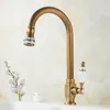 Kitchen Faucets Sink Faucet Ceramic Antique Bronze Finished Cold Water Only 360 Swivel Rotation Single Hole Outdoor Balcony Tap