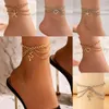 Anklets 1st Boho Gold Silver Color Tassel Chain Armband Anklet Charms Shell Sexig ben Ankle On Foot Beach Jewelry