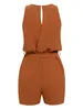 Kvinnors jumpsuits Rompers Summer Women's Playsuits Rompers Jumpsuits Casual Solid Color Lace V-Neck ärmlös Belt Beach Daily Breattable 230717