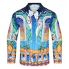 Дизайнеры Мужские платье рубашки Blanca Fashion с длинным рукавом Casablanc Summer Casual Print Rush Homme Мужская стройная рубашка с коротким рукавом Casablancas