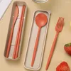 Dinnerware Sets Portable Reusable Spoon Fork Chopsticks Knife Wheat Straw Tableware Cutlery Set Travel Picnic Camping Kits Kitchen