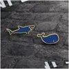 Pins Broschen Cartoon Hai und Wal Ozean Tier Kunst Stil Emaille Pins Abzeichen Denim Jacke Schmuck Geschenke für Frauen Männer Drop Deliver Dhaar