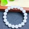 Bangle Natural White Jade Bransoletka kwadratowy koralik kryształowy leczenie kamień mody biżuterii