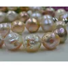 قلادة قلادة طبيعية للمياه العذبة المستزرعة النووية متعددة الألوان Edison Pearl Beads 12-13mm Nelace 18 "؛