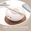 Miski japońska miska ramen w stylu gospodarstwa domowego Udon kuchnia zestaw słuchawkowy makaron pałeczka pałeczka łyżka biała bambus słodki