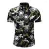 メンズカジュアルシャツ夏ハワイアンプリントシャツ半袖男性ファッショントップス男性アフリカの海辺の休日印刷
