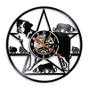 壁の時計ボーダーコリー犬時計訓練クラブの帽子種の装飾レコード愛好家の贈り物