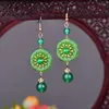 Dangle Boucles D'oreilles Vert Jade Fleur Amulette Charmes Talismans Naturels Femmes Charme Réel 925 Bijoux En Argent Calcédoine Amulettes Goutte Chinoise