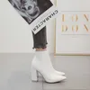Comemore Новые весенние осенние ботинки женские туфли высокие каблуки зимняя женщина белая толстая густая пятка Женщины платье короткие сапоги на лодыжке 40 L230704