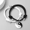 Charm-Armbänder Tai Chi Yin Yang Paare Schwarz Weiß Seil Armband Anhänger Verstellbarer Zopf Passender Liebhaberschmuck