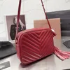 Loulou Kamera Çantası Kadınlar İçin Orijinal Deri Kamera Çantaları Çanta Moda Omuz Çantaları Cowhide El Çantası Presbit Çanta Akşam Tassel Çantası Messenger Kadınlar