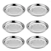 Dinnerware Sets 6 Pcs Stainless Steel Disc Mixing Salad Tray Home Plate Premium Spaghetti Large Round Bowl Travel Pasta Storage