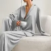 Zweiteilige Damenhose, Satin-Pyjama, Button-Down-Nachtwäsche, Nachthemd, Umlegekragen, Pyjama, Nachtwäsche mit Hose, 2-teiliger Hemdanzug 230718