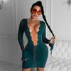 Casual Dresses Sexy Ribbed Knit Lace-up Bandage Dress Women Deep V-neck Flare Sleeve Christmas Bodycon Mini Party Vestidos De Fiesta