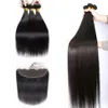 13X4 frontale in pizzo con fasci di capelli onda del corpo brasiliano peruviano indiano malese capelli umani vergini tesse chiusura nero naturale C244k