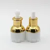 30ML Empty Refillable Upscale Pearl White Glass Bottle Essential Oil Elite Fluid Cosmetics Pot Container Vial with Glass Pipette Eye Dr Kmxq