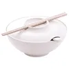 Skålar japansk ramen skål udon hushållsstil kök headset nudel pistick choptick sked vit bambu söt