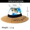 Cappelli a tesa larga Moda estiva abbinata Ricamo stampato Paglia Spiaggia Sabbia Viaggi all'aperto Parasole Cappellini Fedora per donna