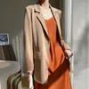 Women's Suits 2023 Spring/Summer Long Sleeve Work Suit Cotton Coat Solid Short Pearl Gloss Small Top