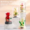 Blockerar Creative Idea City Romantic Flowers Buiding Block Bouquet Bricks With Music Home Decor Toys for Children Girls Gifts R230718