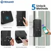 Zamki drzwi Yrhand Drill Free Bluetooth Biometryczny odcisk palca RFID Kod karty Pilot Kontrola Tuya Electronic Smart Glass Door Lock 230717