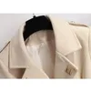 Women's Jackets 2023 Autumn And Winter Wool Jacket Womens Clothing Woolen Coats Belt Short Clothes Female Beige Windbreaker Outerwear 230718