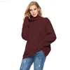 Pulls pour femmes Pull à col roulé pour femmes Automne Hiver Femme Manches longues Col haut Lâche Surdimensionné Rayé Solide Tricot Pull Chemises L230718